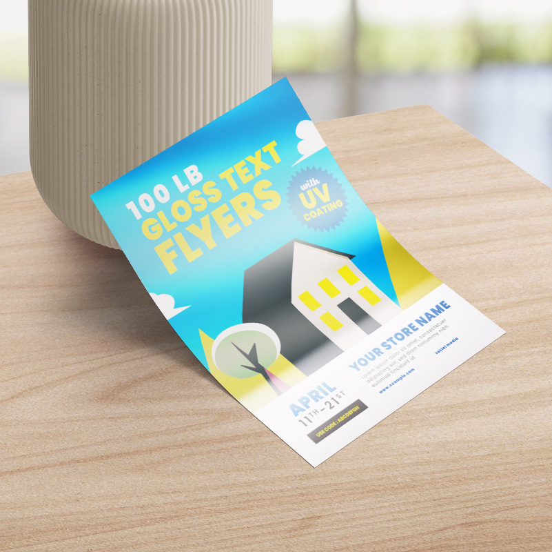 100lb Gloss Text Flyers with UV Coating