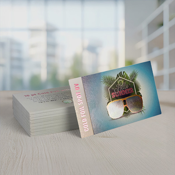 16pt Satin Business Cards — <br>Cold Foil + Spot UV