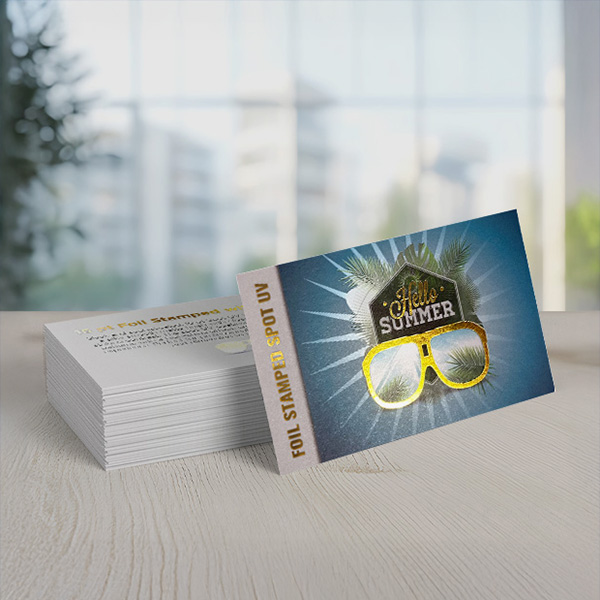 16pt Silk Business Cards — <br>Foil Stamp + Spot UV