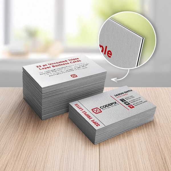 32pt Uncoated Business Cards — Triple Layer