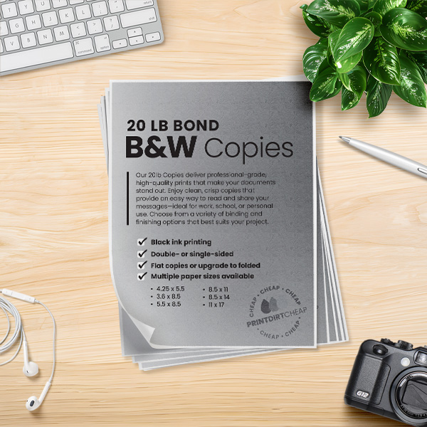 Black and White Copies – <br>20lb White Paper
