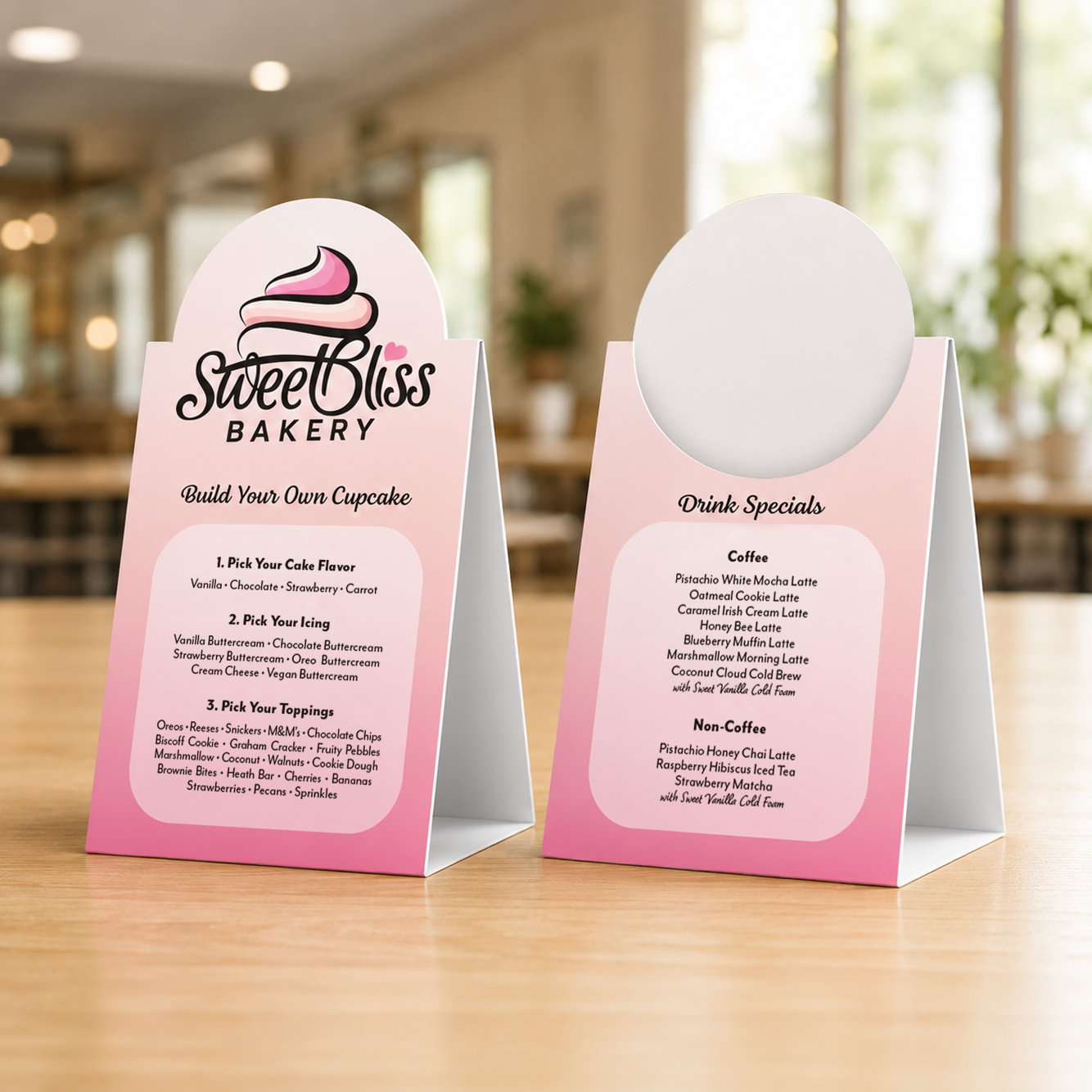 Circle Die Cut Table Tent Cards