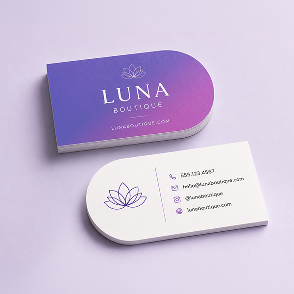 Half Circle Die Cut Biz Cards