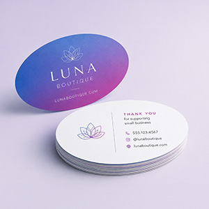16pt Oval Die Cut Business Cards