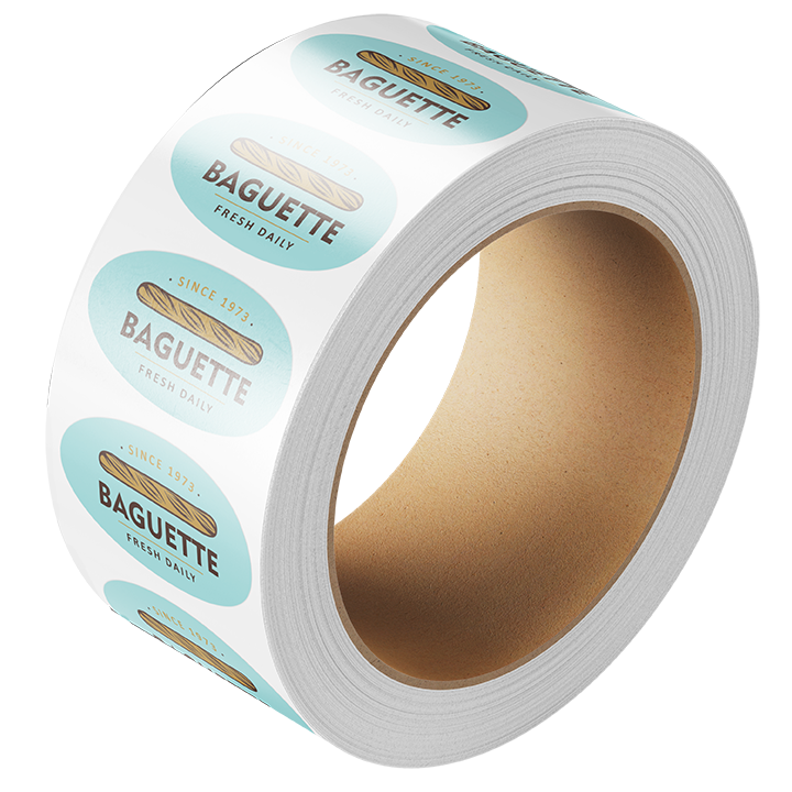 White Oval Roll Labels (Glossy)