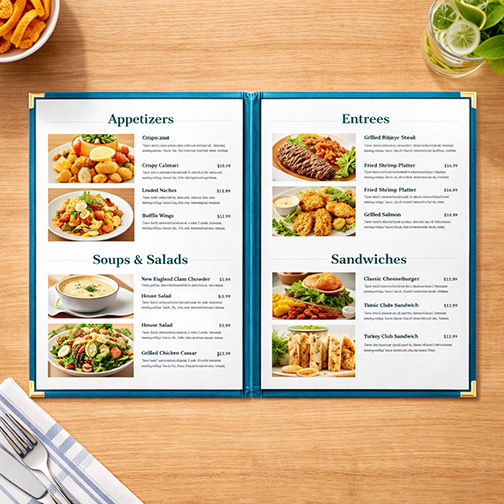 Glossy Paper Menu Inserts