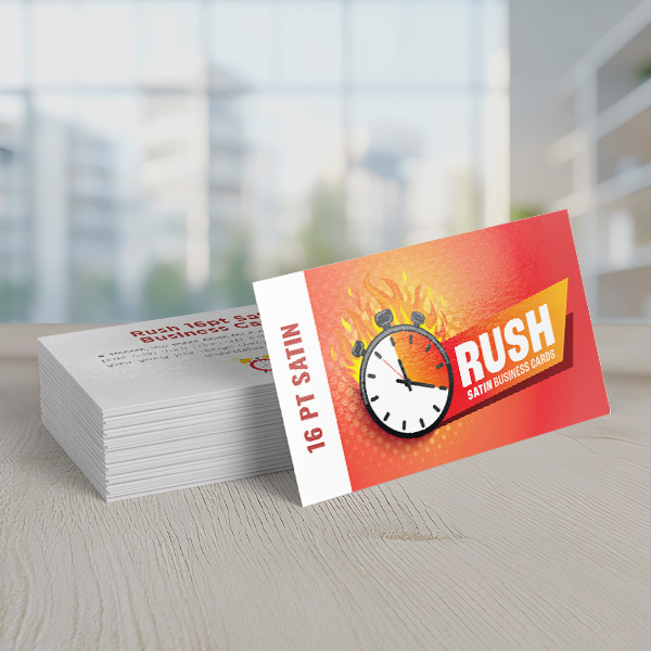 Satin Coated Rush Business Cards with fast free shipping
