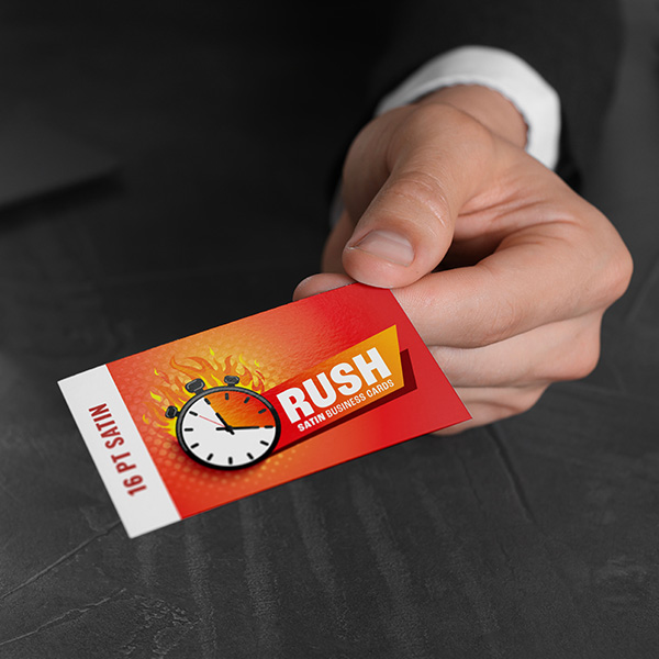 Satin Coated Rush Business Cards with fast free shipping