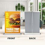 Table top counter top retractable pop up banner sign advertising retail sale signage