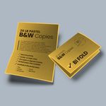 Bifold half fold Cheapest copies pastel goldenrod yellow orange paper Black and white black ink bw printing