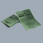 French fold quarter fold four panel Cheapest copies pastel green paper Black and white black ink bw printing