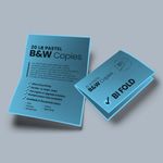 Bifold half fold Cheapest copies pastel light blue paper Black and white black ink bw printing