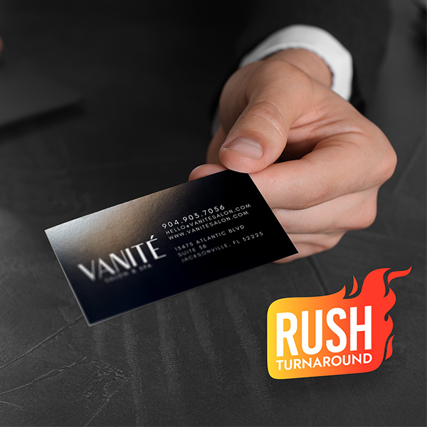 Satin Coated Rush Business Cards with fast free shipping
