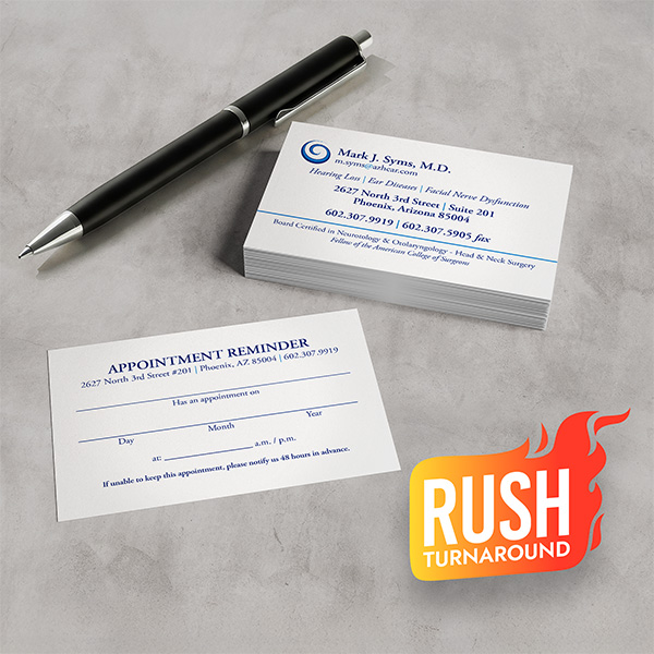 Uncoated Pen Friendly Rush Business Cards with fast free shipping