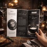 bw tri-fold paper menu